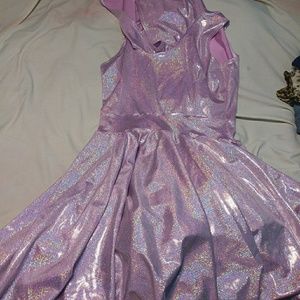 Purple metallic skater dress
